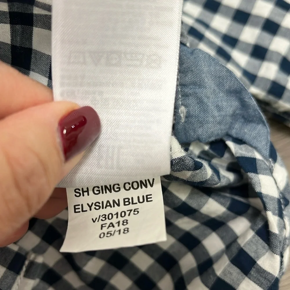 Gap boys button down - blue and white gingham print - size 2